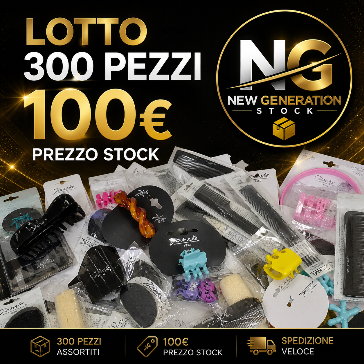 LOTTO STOCK ACCESSORI CAPELLI JÄNEKE – 300 PEZZI